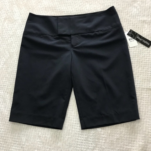 Alvin Valley Pants - Alvin Valley Black Knee Length Dress Shorts